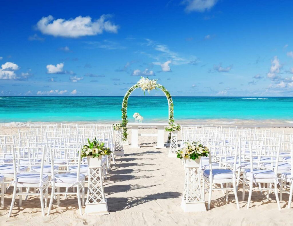 Beach wedding ceremony in the Caribbean